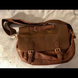 Gap Pebbled Brown Leather Messenger Bag